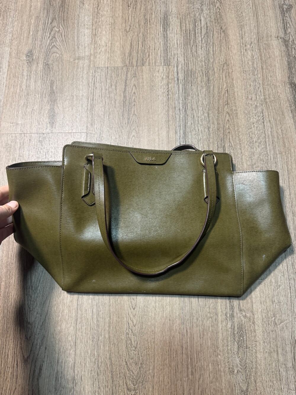 Lauren Ralph Lauren Olive Green Leather Shoulder Bag